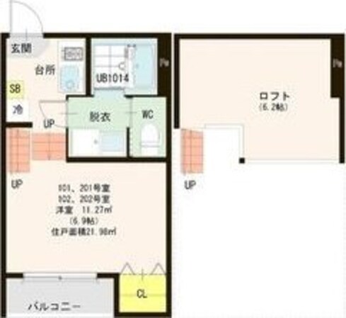 ハーモニーテラス福田町の物件間取画像